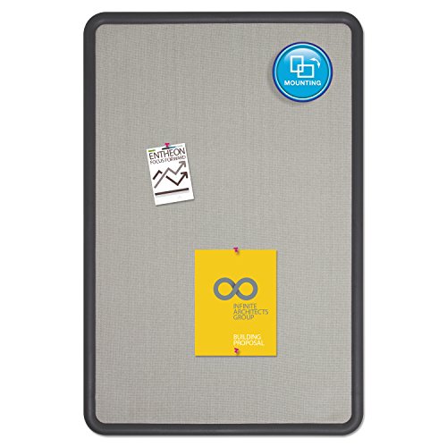 Quartet Bulletin Board, Fabric, 3 x 2 Feet, Office Bulletin Boards, Contour Gray Plastic Frame (7693G)