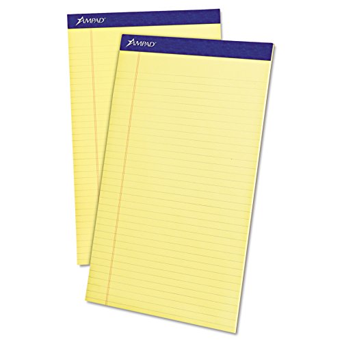 Ampad TOP20230 20-230 Evidence Perf 8-1/2x14 Pads, Wide Rule, Red Margin, Canary, 50 Sheets, Dozen