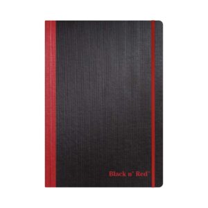 black n red casebound flexible cover notebook, large, black, 72 ruled sheets, pack of 1 (400110478)