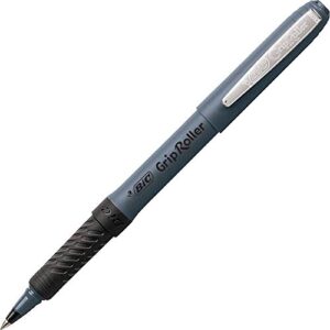 bic grip stick roller ball pen, micro fine point (0.5 mm), black, 12 pens (grem11bk)