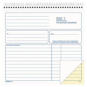tops 2-part carbonless bill for services rendered book, 8.5 x 8.25 inches, 50 sheets, white, (4133)