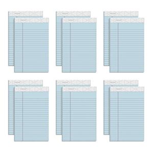tops prism plus 100% recycled legal pad, 5 x 8 inches, perforated, blue, narrow rule, 50 sheets per pad, 12 pads per pack (63020)