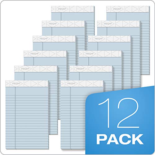 TOPS Prism Plus 100% Recycled Legal Pad, 5 x 8 Inches, Perforated, Blue, Narrow Rule, 50 Sheets per Pad, 12 Pads per Pack (63020)