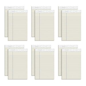 tops prism plus 100% recycled legal pad, 5 x 8 inches, perforated, ivory, narrow rule, 50 sheets per pad, 12 pads per pack (63030)