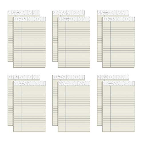 TOPS Prism Plus 100% Recycled Legal Pad, 5 x 8 Inches, Perforated, Ivory, Narrow Rule, 50 Sheets per Pad, 12 Pads per Pack (63030)