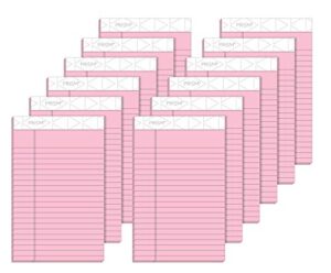tops prism writing pads, 5" x 8", jr. legal rule, narrow 1/4" spacing, pink, perforated, 50 sheets, 12 pack (63050)