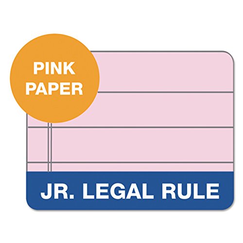 TOPS Prism Writing Pads, 5" x 8", Jr. Legal Rule, Narrow 1/4" Spacing, Pink, Perforated, 50 Sheets, 12 Pack (63050)