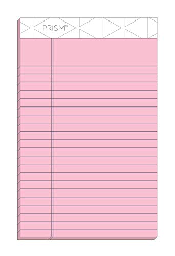 TOPS Prism Writing Pads, 5" x 8", Jr. Legal Rule, Narrow 1/4" Spacing, Pink, Perforated, 50 Sheets, 12 Pack (63050)