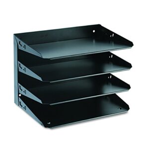 MMF Industries STEELMASTER Letter-Size Horizontal File Organizer | 4-Tier Tray Design | ID Label Holder | Black | Scratch & Chip-Resistant Finish | Durable Metal Steel | Wall File Organizer