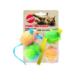 Ethical Stringy Mice and Ball with Catnip Cat Toy, 4-Pack