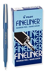 pilot fineliner marker pens, fine point, blue ink, 12-pack (11014)