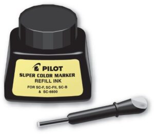 pilot super color permanent marker refill ink, black ink, 1 ounce bottle with dropper (43500)
