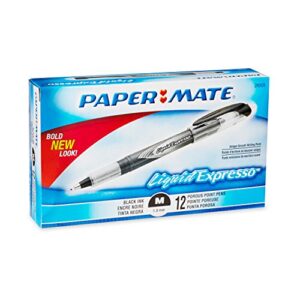 paper mate liquid flair porous-point pen, medium tip, 12-pack, black (21001bh)