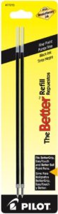 pilot ballpoint ink refills for better or easytouch stick pens, fine point, black ink, 2-pack (77215)