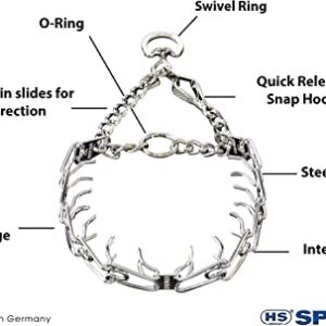Herm Sprenger Chrome Plated Steel Training Prong Collar with Quick Release Snap for Dogs, Small, 2.25mm, 16-Inch