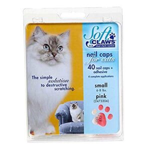 feline soft claws cat nail caps take-home kit, small, pink