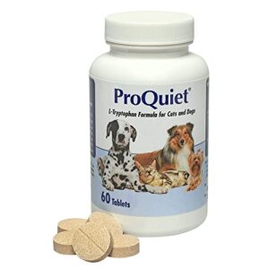 animal health options proquiet l-trytophan formula for cats & dogs, highly palatable, supports a healthy digestive & nervous system, liver flavor, 60 tablets