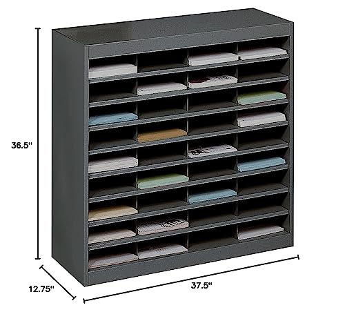 Safco Products 9221BLR Paper & Literature Organizer Classroom Mailbox & Cubby 36 Compartment, Commercial-Grade Steel Construction Warehouse, Office, Mailrooms, Classrooms. Black Powder Coat Finish