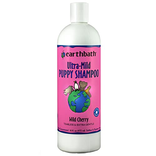 Earthbath Ultra-Mild Puppy Shampoo and Conditioner – Tearless & Extra Gentle, Made in USA – Wild Cherry, 16 oz