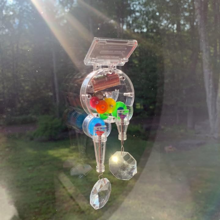 Kikkerland Solar Powered Double Rainbow Maker, Sun Catcher, Cat Toy, Rainbow Prisms, Window Home Decor Decoration, Fun Educational Science, Gift for Family, Friends, Cats