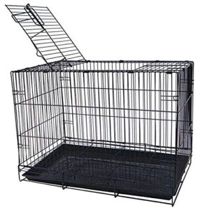 yml 20-inch small animal crate with wire bottom grate and black plastic tray, black
