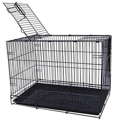 YML 20-Inch Small Animal Crate with Wire Bottom Grate and Black Plastic Tray, Black