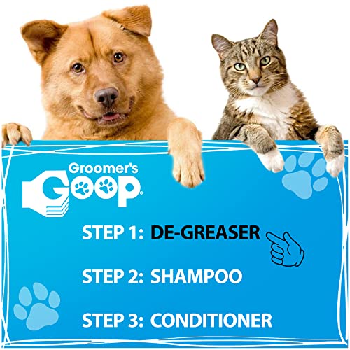 Groomer's GOOP Pet De-Greaser with Vitamin E and Aloe Vera - Degreaser Cream for Dogs, Puppy, Cat, and Kitten - Oil and Stain Remover for Pets Fur and Coat - 28oz