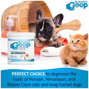 Groomer's GOOP Pet De-Greaser with Vitamin E and Aloe Vera - Degreaser Cream for Dogs, Puppy, Cat, and Kitten - Oil and Stain Remover for Pets Fur and Coat - 28oz