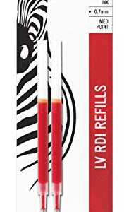 Zebra Pen LV-Refill for Gel Ink Pens, Medium Point, 0.7mm, Red Ink, 2-Pack