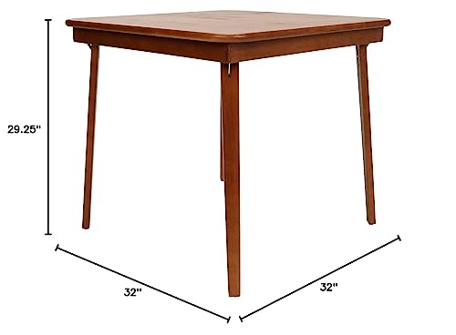 STAKMORE Straight Edge 32" Square Folding Card Table, Cherry Finish