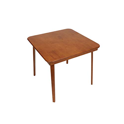 STAKMORE Straight Edge 32" Square Folding Card Table, Cherry Finish