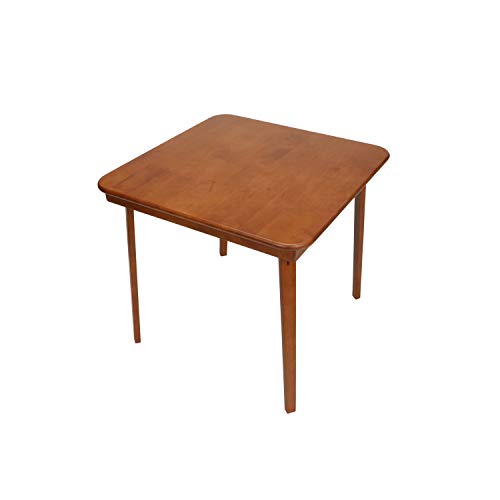 STAKMORE Straight Edge 32" Square Folding Card Table, Cherry Finish