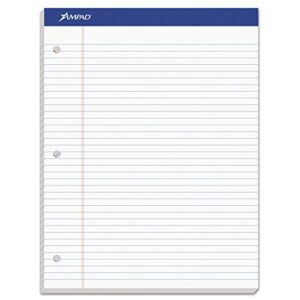 ampad double sheet pad, white, letter size, college rule, 100 sheets, 1 each (20-323)