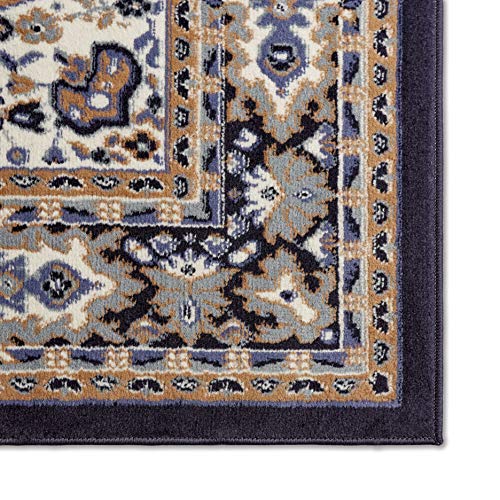 Home Dynamix Premium Sakarya Traditional Medallion Border Area Rug, Navy Blue, 7'8"x10'7" Rectangle