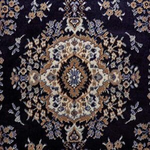 Home Dynamix Premium Sakarya Traditional Medallion Border Area Rug, Navy Blue, 7'8"x10'7" Rectangle