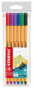 stabilo fineliner point 88 - wallet of 6 - assorted colors