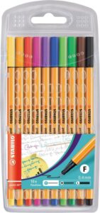 stabilo fineliner point 88 - wallet of 10 - assorted colors