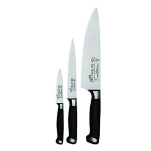 messermeister san moritz starter set - includes 8" stealth chef's knife, 6" utility knife & 3.5" paring knife - rust resistant & easy to maintain