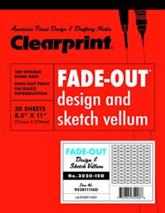 clearprint 3020 bond pad with printed fade-out 30-degree isometric grid, 20 lb., 8-1/2 x 11 inches, 30 sheets, white, 1 each (932811iso)