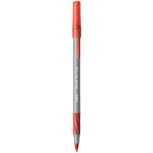 BIC Round Stic Grip Xtra Comfort Ballpoint Pen, Fine Point (0.8mm), Red, 12-Count