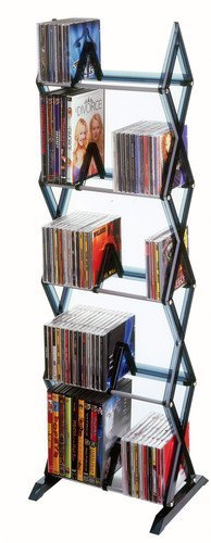 Atlantic Mitsu 5-Tier Portable Media Storage Rack – Protects & Organizes Prized Music, Movie & Video Games Collections, PN 64835195 in Smoke