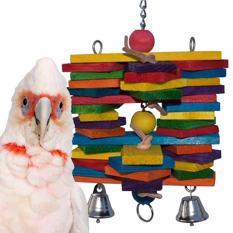 Super Bird Creations SB399 Woodpile Bird Toy, Large Bird Size, 11” x 7” x 7”