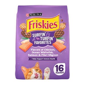purina friskies dry cat food, surfin' & turfin' favorites - 16 lb. bag