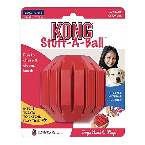 KONG Stuff-A-Ball - Dog Toy for Aggressive Chewers Treats Dispense Dog Toy - Stuffable Dog Toy - Stuff Treats for Mental Enrichment - Dental Dog Toy for Healthy Teeth & Gums - Large Dogs