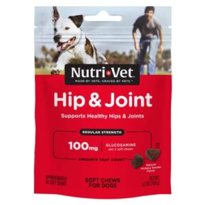 nutri-vet hip & joint regular strength soft chew for dogs, 5.3 oz, 60-count