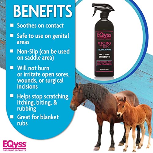 EQyss - EQyss Micro-Tek Equine Horse Spray- Soothes Sensitive Skin. Helps Scratching, Itching, and Rubbing. 32 oz