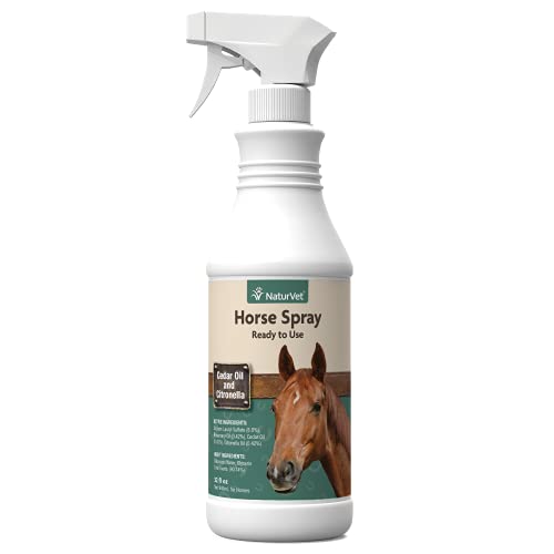 NaturVet Natural Horse Spray for Flies – for Horses Coat, Legs, Shoulders & Neck – Includes Citronella, Rosemary, Cedar Oils – Herbal Fragrance for Horses – 32 Oz.