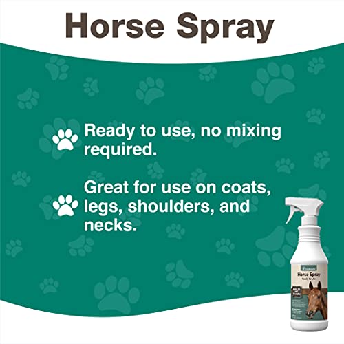 NaturVet Natural Horse Spray for Flies – for Horses Coat, Legs, Shoulders & Neck – Includes Citronella, Rosemary, Cedar Oils – Herbal Fragrance for Horses – 32 Oz.