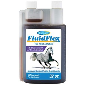 farnam fluidflex liquid joint supplement for horses, helps maintain healthy hip & joint function, 32 ounces 32 day supply