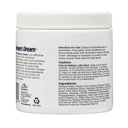 Manna Pro Horseman's Dream Veterinary Cream | First Aid Cream with Aloe Vera | 16 Ounces